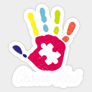 Choose Kind Colorfull Hand Autism Awareness Sticker